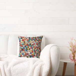 Coussin Patchwork multicolore artisanal, cercles coussin.