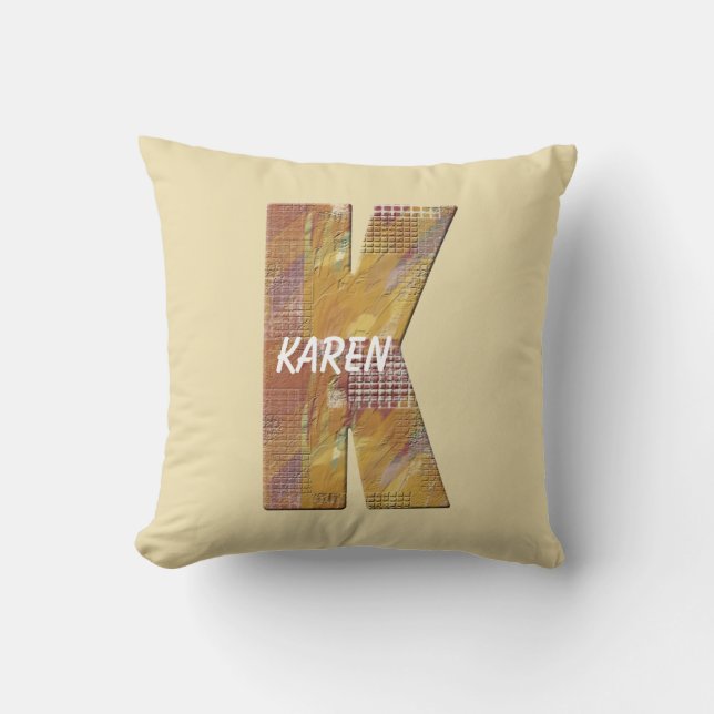 Coussin Patchwork Quilt Style Country Lettre K Monogramme (Recto)