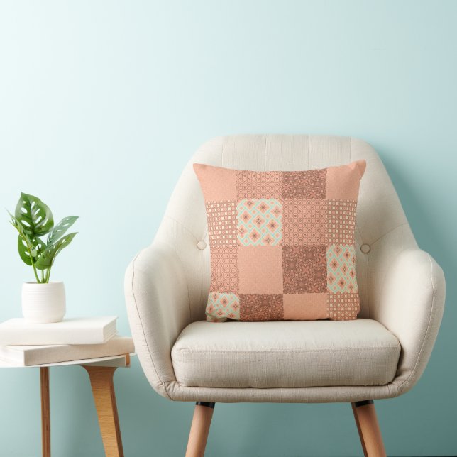 Coussin Patchwork Rose Rétro (Chaise)