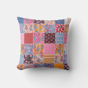 Coussin Patchwork sans couture, motif en tissu mignon.