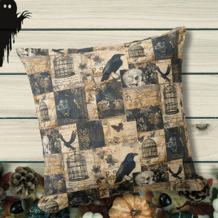 Coussin Patchwork victorien gothique d'Halloween