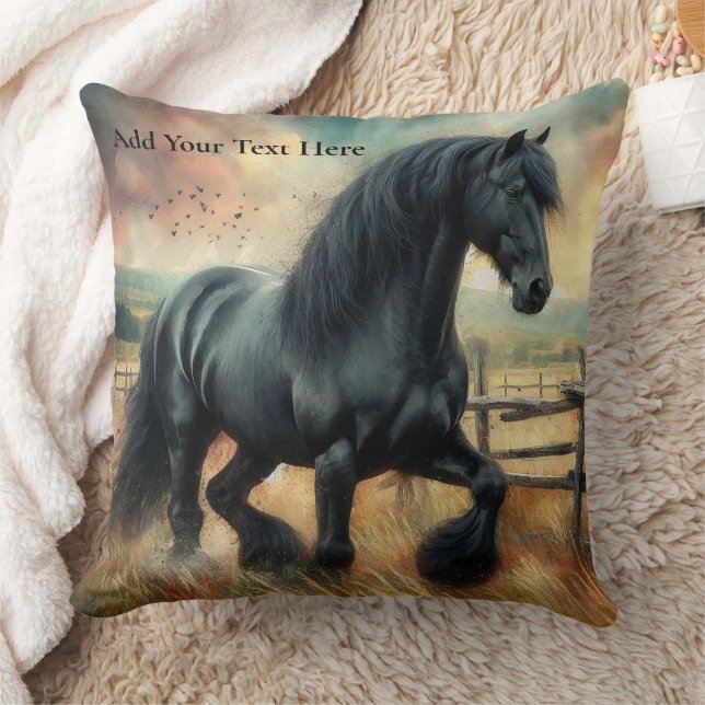 Coussin Pâte de Cheval Frésilien Noir clôtures rustiques (Couverture)