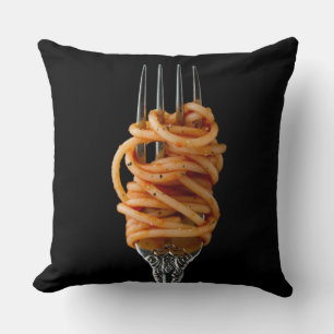 Coussin Pâtes filées sur une fourchette, spaghetti de no