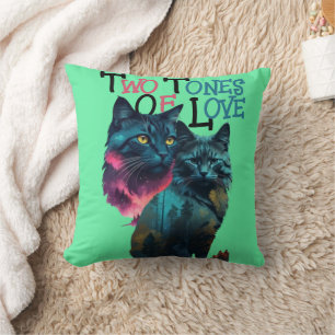 Coussin Pâtes vibrantes : Plaisir à deux chats