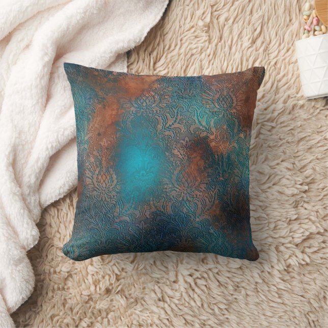 Coussin Patina de cuivre dépoli Damas (Couverture)