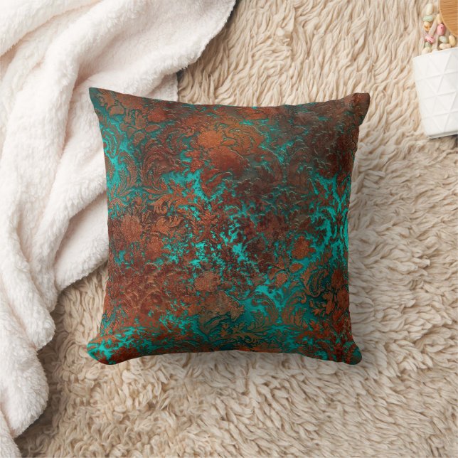 Coussin Patina de cuivre dépoli Damas (Couverture)