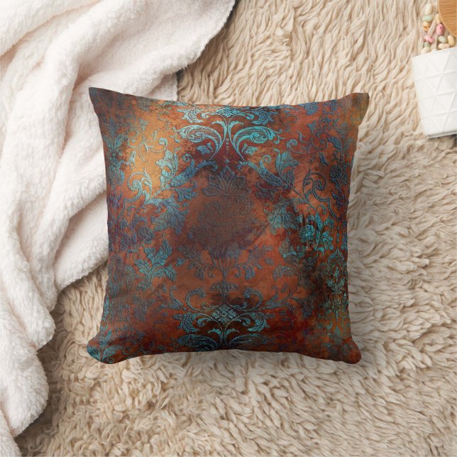 Coussin Patina de cuivre dépoli Damas (Couverture)