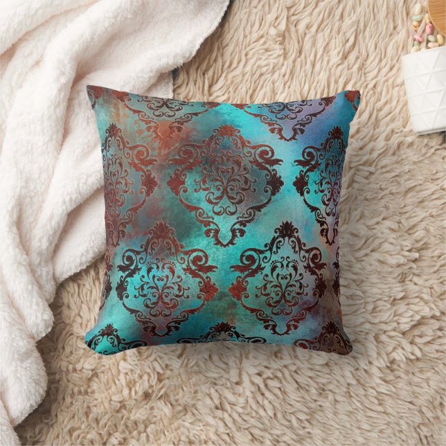 Coussin Patina de cuivre dépoli Damas (Couverture)