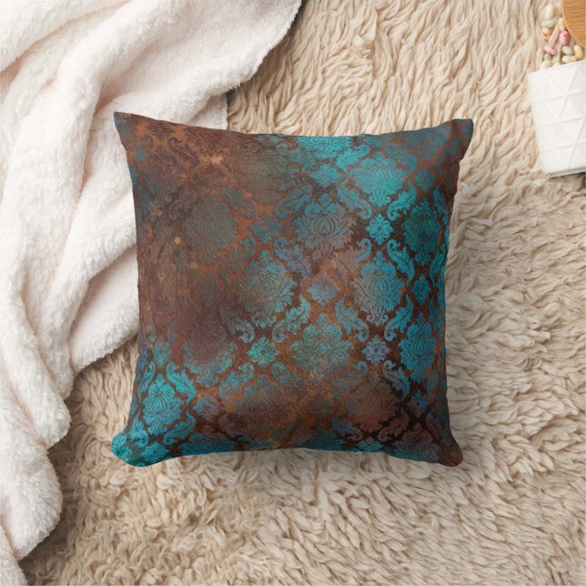Coussin Patina de cuivre dépoli Damas (Couverture)