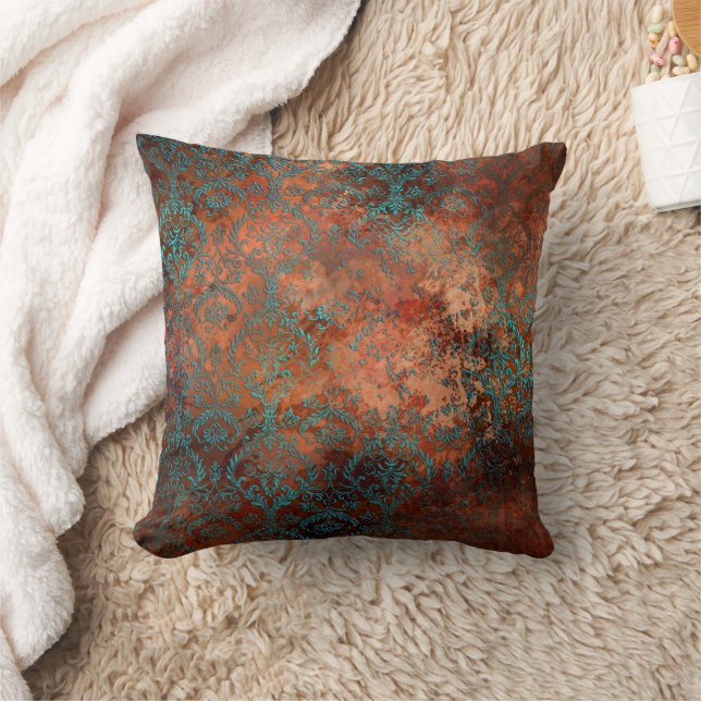 Coussin Patina de cuivre dépoli Damas (Couverture)