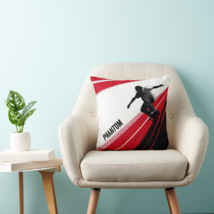 Coussin Patinage blanc et noir rouge