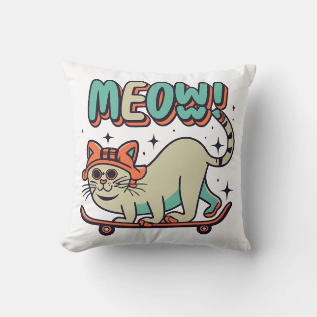 Coussin Patinage de chat Miaou (Recto)