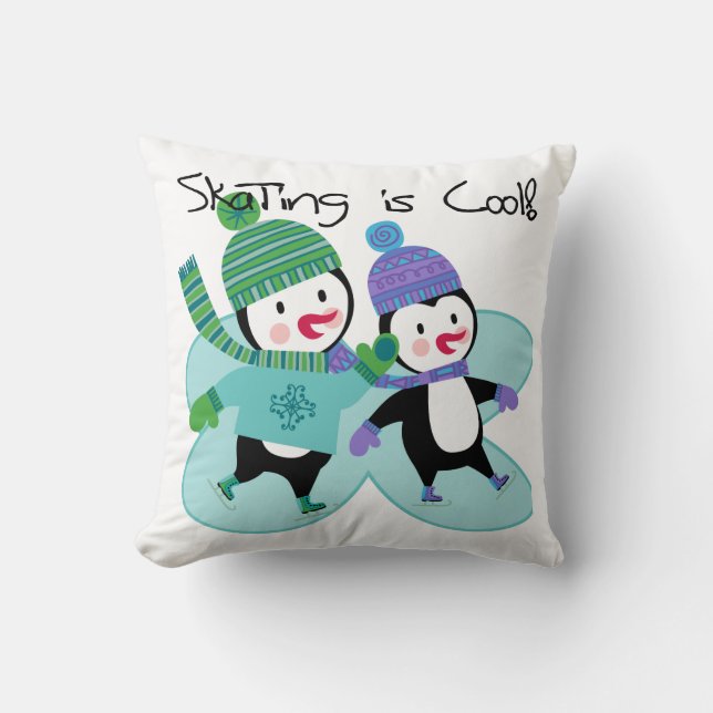 Coussin Patinage de pingouins est Cool (Recto)