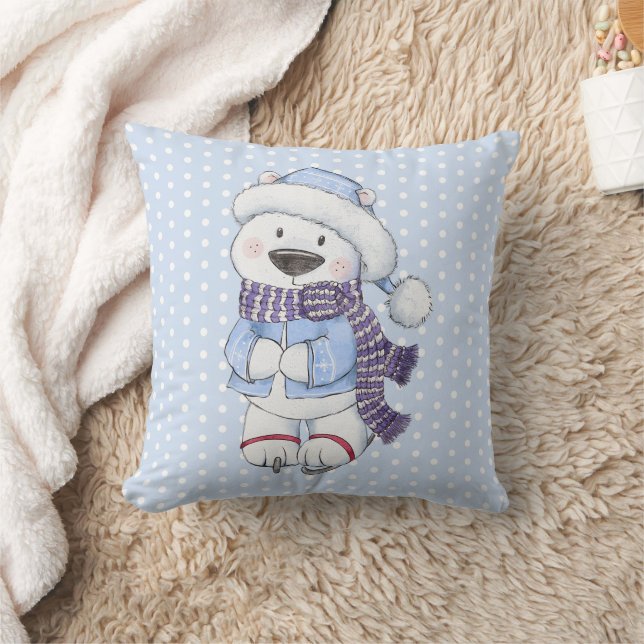 Coussin Patinage d'ours polaire d'hiver (Couverture)
