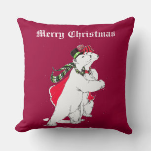 Coussin Patinage festif mignon Ours polaires de Noël