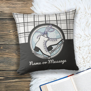 Coussin Patinage sur glace personnalisé à tartan