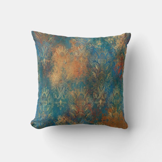 Coussin Patine de cuivre sarcelle (Recto)