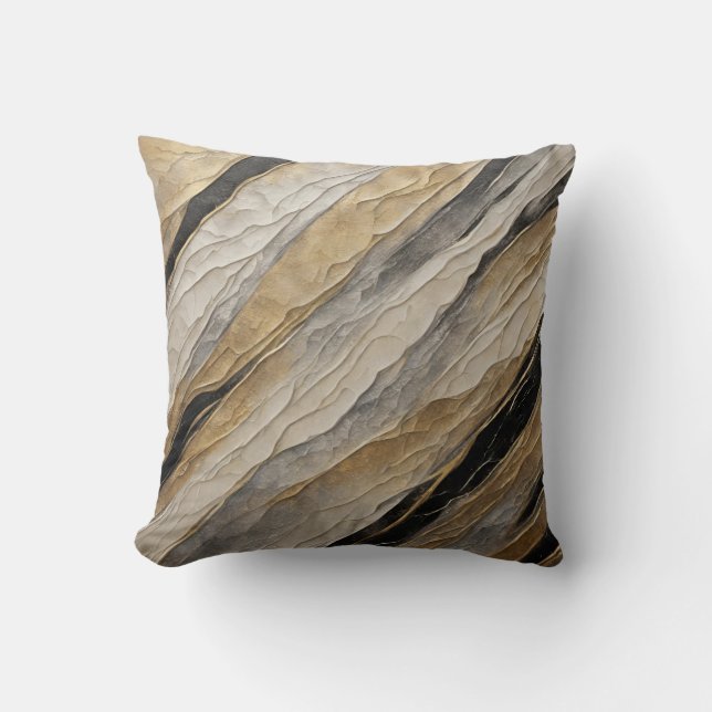 Coussin Patinée bande noire et or (Recto)
