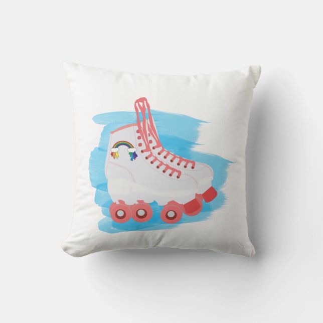 Coussin Patins à rouleaux avec éclaboussure d'aquarelle (Recto)