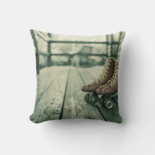 Coussin Patins à rouleaux Vintages rétro (Recto)
