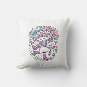 Coussin Patins à roulettes Licorne Graphisme de style rétr