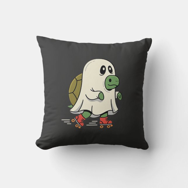 Coussin Patins à roulettes Tortue Fantôme Design Halloween (Recto)