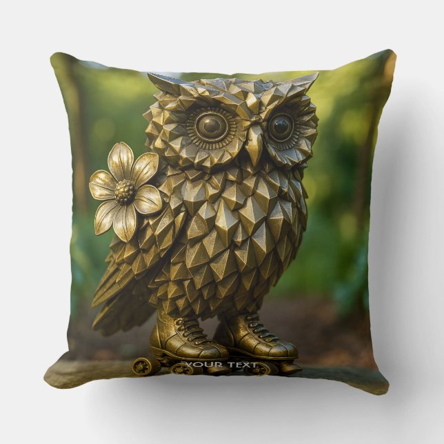 Coussin Patins de chouette en laiton Fantasy Cute (Recto)