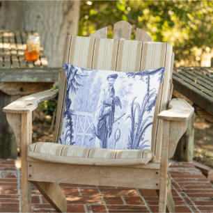 Coussin Patio Chinoiserie Bleu et Blanc