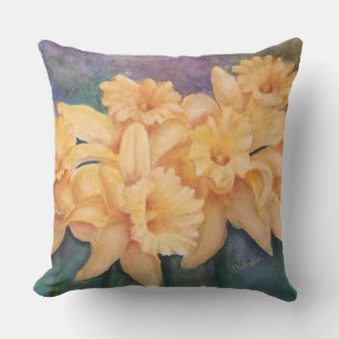COUSSIN PATIO DE FLEURS DE DAFFODIL JAUNE D'OR