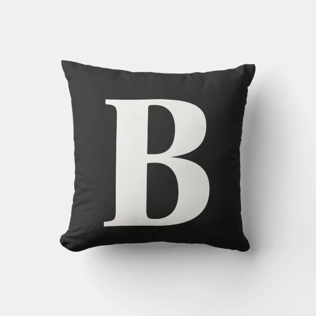 Coussin Patio initial du Monogramme noir blanc (Recto)