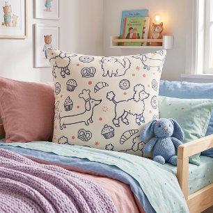 Coussin Pâtisserie Chiots & Chatons Navy