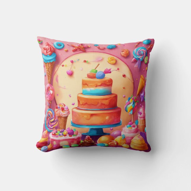 Coussin Pâtisserie et Candyland amusant (Recto)