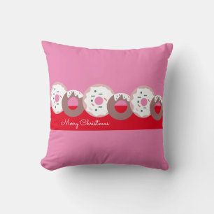 Coussin Pâtisserie Sprinkles Donuts de Noël Rose Rouge