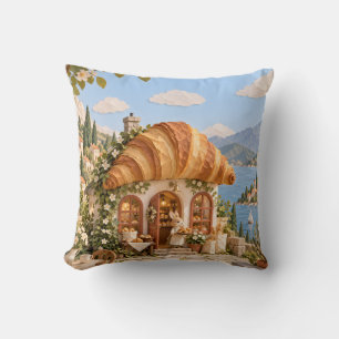 Coussin Pâtisserie Toit Croissant Village ensoleillé au bo