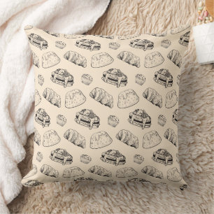 Coussin Pâtisseries de boulangerie française vintage en li