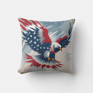 Coussin Patriotic Eagle Art Throw Pillow