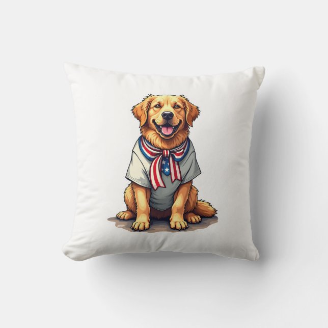 Coussin Patriotic Golden Dog Vintage Engraving Shirt 2 (Recto)