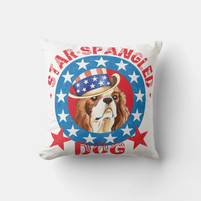Coussin Patriotique Cavalier Roi Charles Spaniel (Recto)