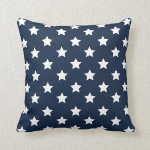 Coussin patriotique d'étoiles blanches et bleues