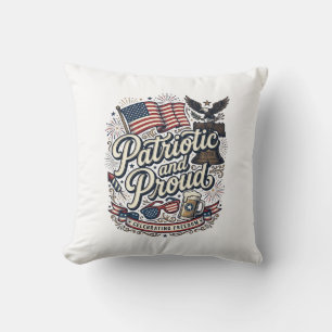 Coussin Patriotique et fier vintage quatrième juillet