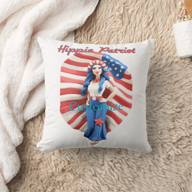 Coussin Patriotique hippie fille Thunder_Cove (Couverture)