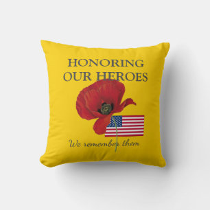 Coussin Patriotique HONORER NOS HÉROS Anciens Combattants