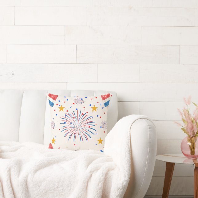 Coussin Patriotique Ice Pops & Fireworks Motif | Rouge bla (Canapé)