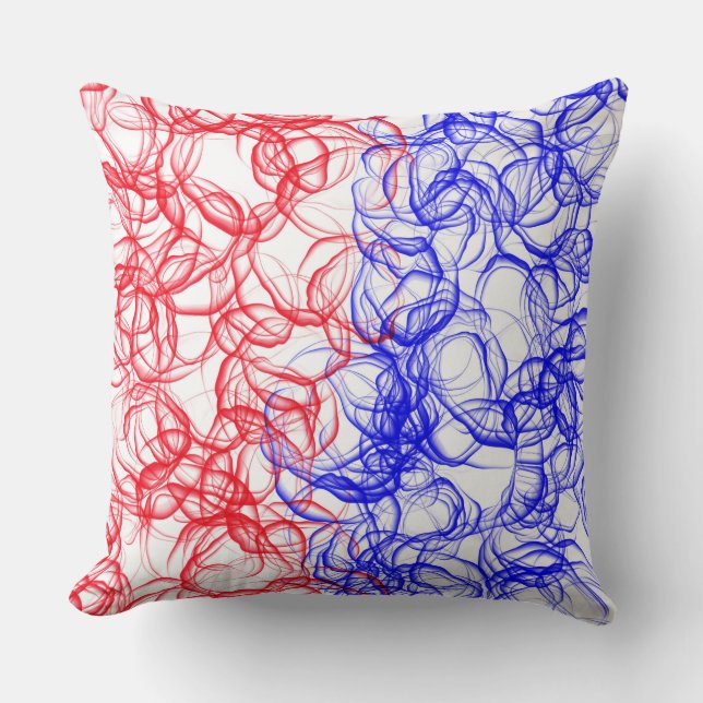 COUSSIN PATRIOTIQUE ROUGE BLANC BLEU MOTIFS ABSTRAITS (Recto)