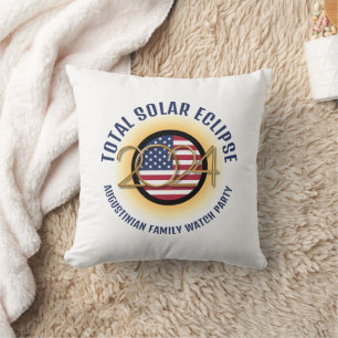 Coussin Patriotique USA 2024 TOTAL SOLAR ECLIPSE Famille