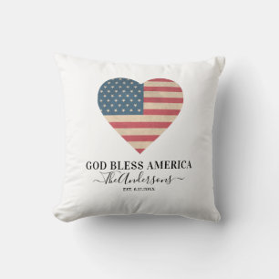 Coussin Patriotique USA American Flag Heart