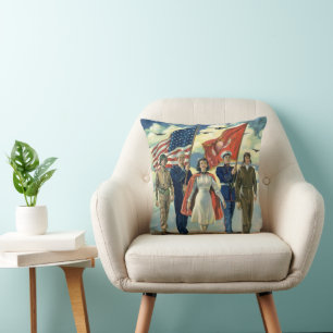 Coussin Patriotique Vintage, Héros du Personnel Militaire