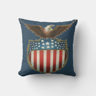 Coussin Patriotisme Vintage, Aigle fier sur Drapeau Améric