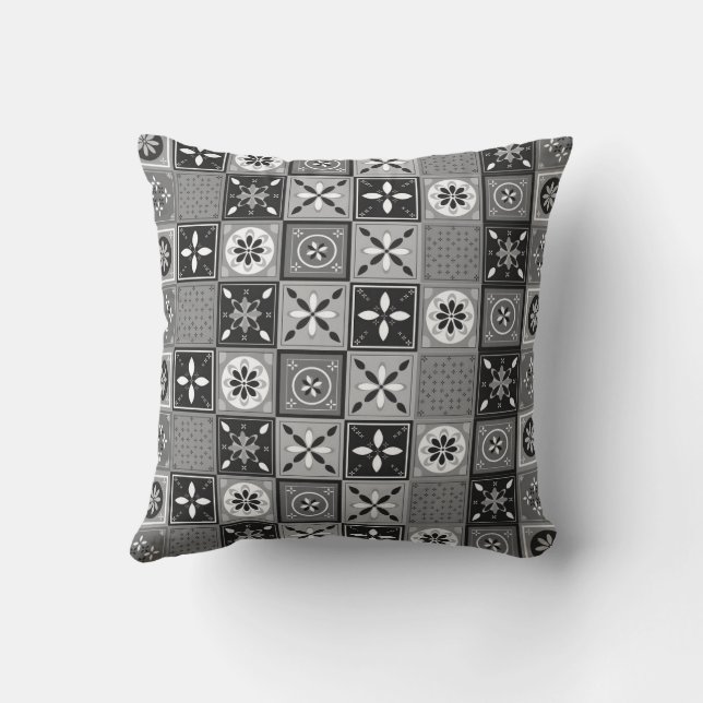 Coussin Patrón azulejo blanco y negro (Verso)