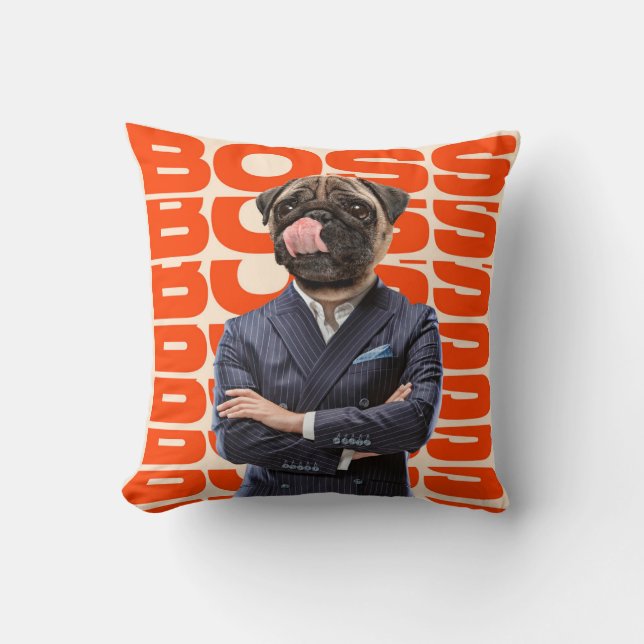 Coussin Patron dirigé par la tête de chien debout avec la  (Recto)